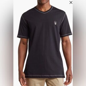 Robert Graham Damien Short Sleeve V-Neck T-Shirt Black- Size Medium